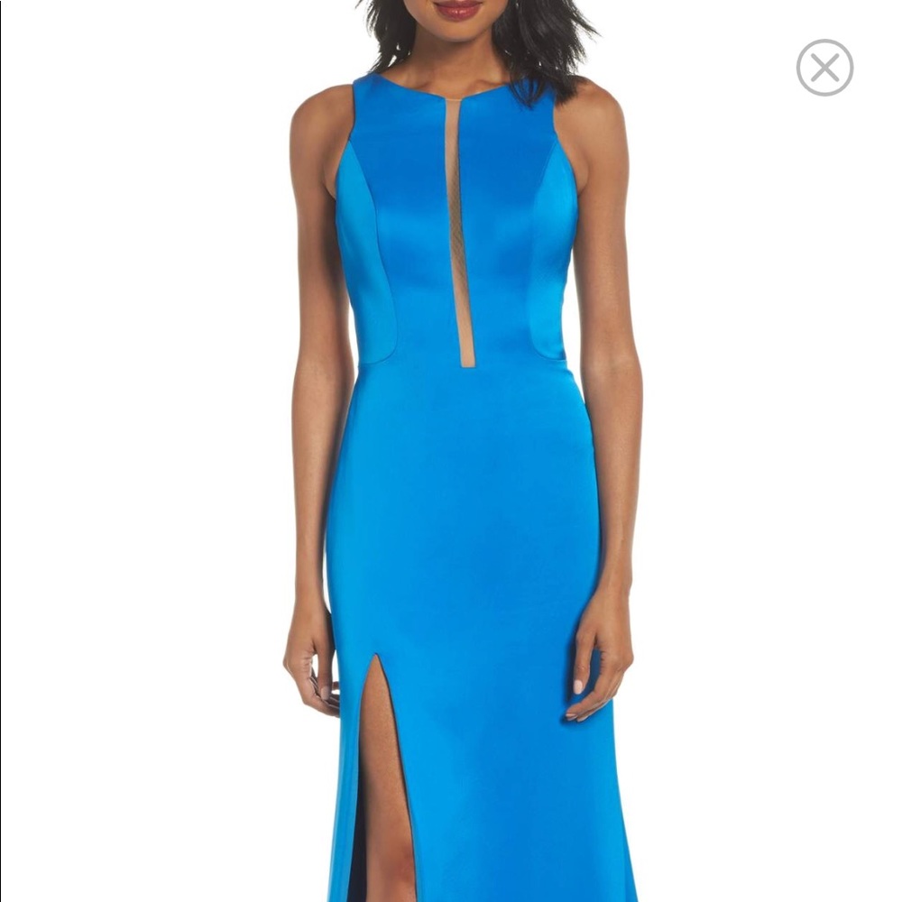 La Femme Cage Back Satin Gown